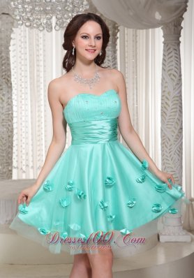 Apple Green Prom Dress For Cocktail Homecoming With Flowers Decorate