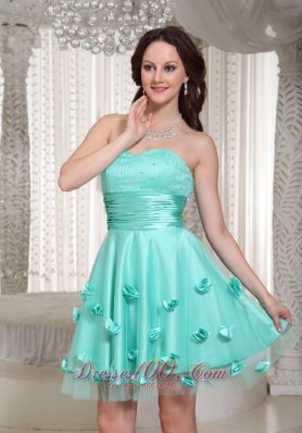 Apple Green Prom Dress For Cocktail Homecoming With Flowers Decorate