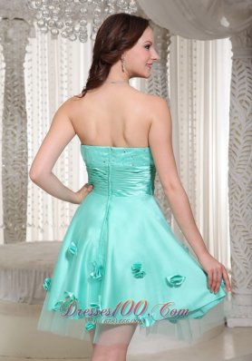 Apple Green Prom Dress For Cocktail Homecoming With Flowers Decorate