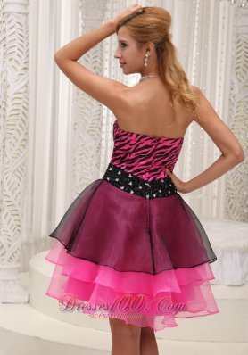 Zebra and Organza Hot Pink and Black Prom / Cocktail Dress