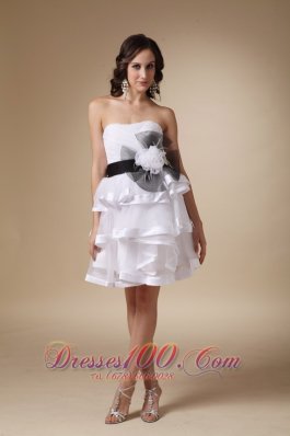 Hand Made Flower Prom Homecoming Dress Layered Ruffles