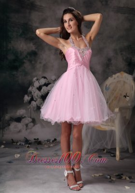 Short Prom Dress with Beading Halter Princess