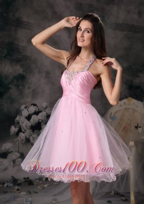 Short Prom Dress with Beading Halter Princess