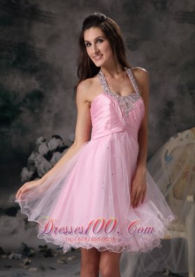 Short Prom Dress with Beading Halter Princess