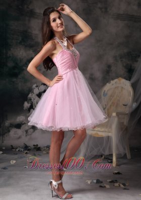 Short Prom Dress with Beading Halter Princess