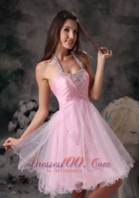 Short Prom Dress with Beading Halter Princess