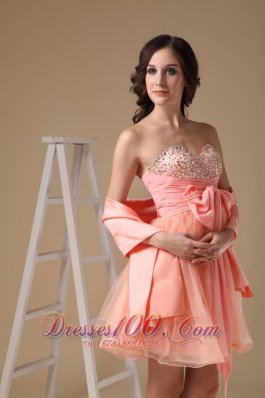 Matching Shawl Beaded Bust Bow Prom Homecoming Dress