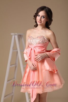 Matching Shawl Beaded Bust Bow Prom Homecoming Dress