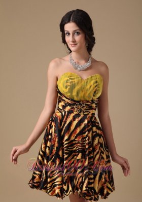 Leopard Beading Prom Dress Multi-color Mini