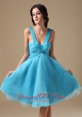 Deep V-neck Knee-length A-line Prom Dress