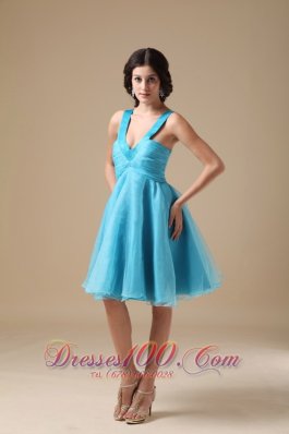 Deep V-neck Knee-length A-line Prom Dress