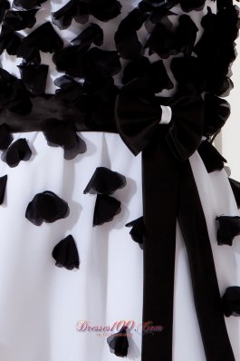 White and Black Appliques Straps Prom / Homecoming Dress