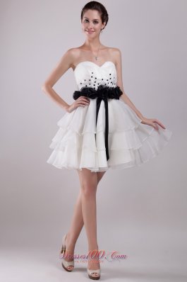 Organza White Mini-length Ruffled Dress for Prom