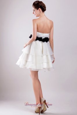 Organza White Mini-length Ruffled Dress for Prom