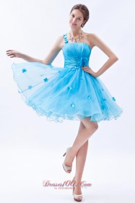 Baby Blue Appliques Mini-length Prom Cocktail Dress