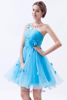 Baby Blue Appliques Mini-length Prom Cocktail Dress