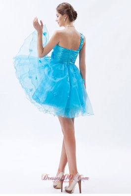 Baby Blue Appliques Mini-length Prom Cocktail Dress