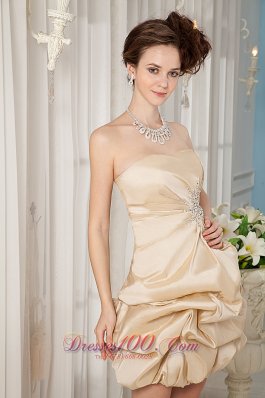 Champagne Mini-length Cocktail Dress with Pick-ups