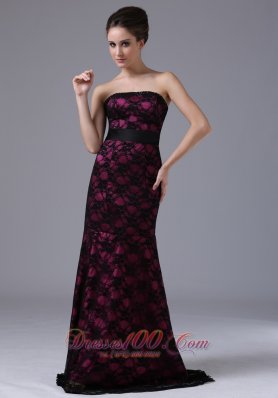 Colorful Lace Sweep Prom Evening Dress Strapless