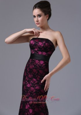 Colorful Lace Sweep Prom Evening Dress Strapless