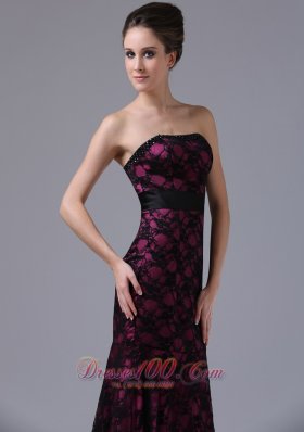 Colorful Lace Sweep Prom Evening Dress Strapless