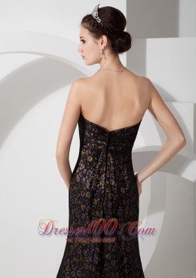 Printing Beaded Black Sweetheart Prom Evening Dress