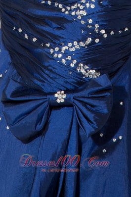 Mermaid Beading Sweetheart Blue Prom Evening Dress Ruch