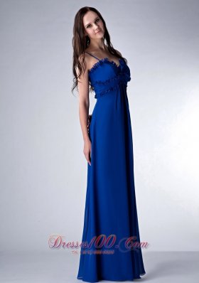 Ruched Straps Royal Blue Prom Bridesmaid Dress Chiffon