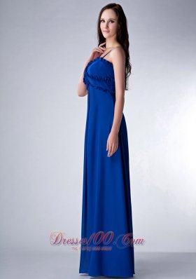 Ruched Straps Royal Blue Prom Bridesmaid Dress Chiffon