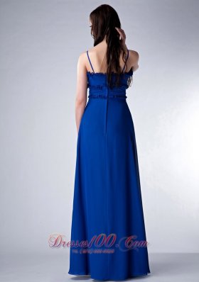 Ruched Straps Royal Blue Prom Bridesmaid Dress Chiffon