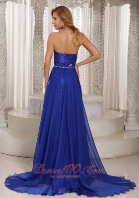 Paillette Sweetheart Royal Blue Prom Evening Dress