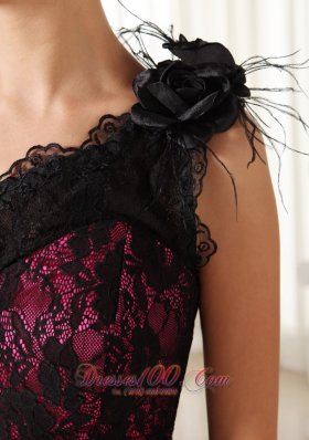 Lace One Shoulder Prom Dress Hand Made Flowers