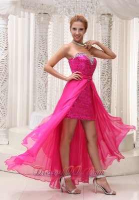 Hot Pink Sequin Beaded Prom Evening Dresses Sweetheart