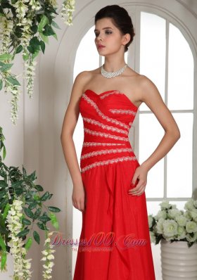 Red Sweetheart Prom Celebrity Dress With Brush Train