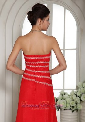 Red Sweetheart Prom Celebrity Dress With Brush Train