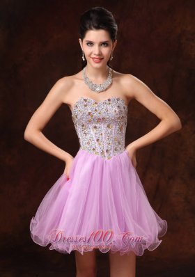 Beaded Sweetheart Lavender Short Cocktail Prom Gowns