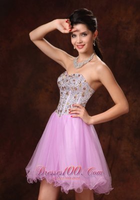 Beaded Sweetheart Lavender Short Cocktail Prom Gowns