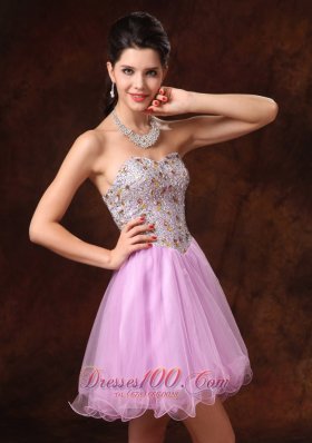 Beaded Sweetheart Lavender Short Cocktail Prom Gowns