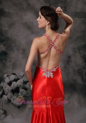 Appliques Straps High-low Red Evening Dress for Prom