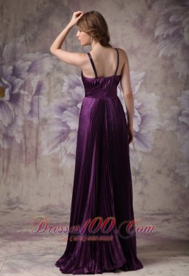 Spaghetti Straps Pleats Purple Pageant Evening Dresses