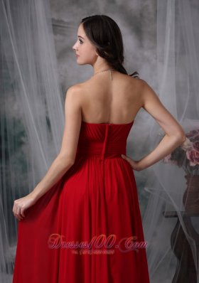 Wine Red Chiffon Beading Strapless Prom Evening Gowns