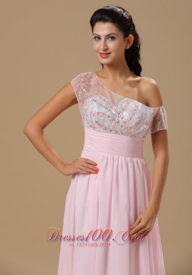 Baby Pink Chiffon Beading Prom Celebrity Dress Party