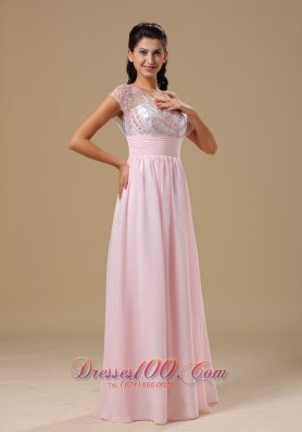 Baby Pink Chiffon Beading Prom Celebrity Dress Party