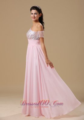 Baby Pink Chiffon Beading Prom Celebrity Dress Party