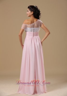 Baby Pink Chiffon Beading Prom Celebrity Dress Party