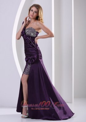 Dark Purple One Shoulder Ruched Party Celebrity Dress