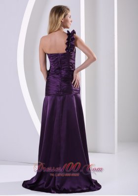 Dark Purple One Shoulder Ruched Party Celebrity Dress