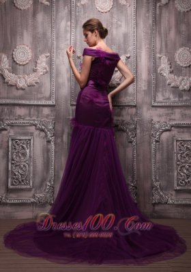 Off The Shoulder Dark Purple Mermaid Prom Evening Dress