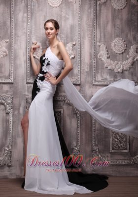 Colorful One Shoulder Prom Evening Dress Hand Flowers