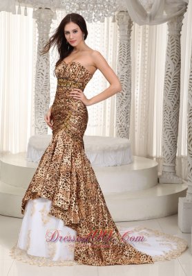 Leopard Sweetheart Beaded Mermaid Prom Celebrity Dress